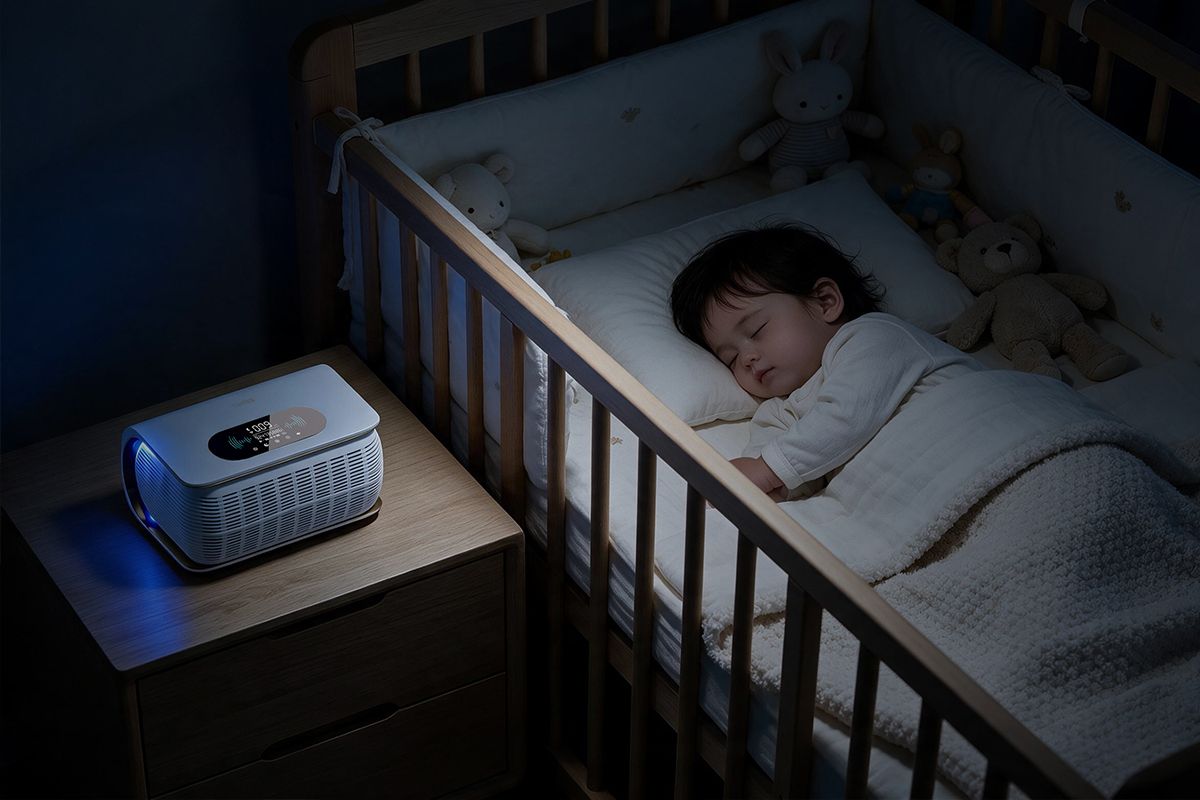 母婴房间场景_太似Z5睡眠仪侧面广角送风_多维助眠