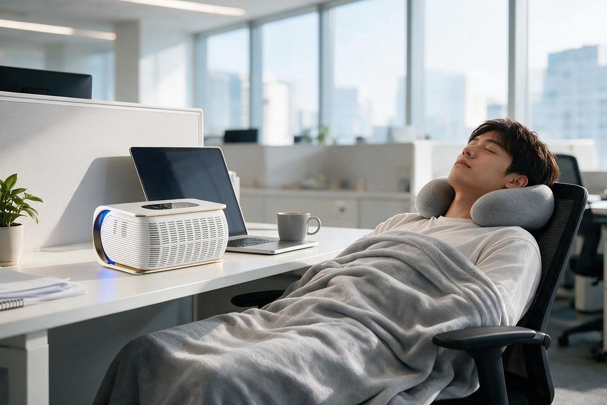 办公小憩场景_太似睡眠仪办公使用_负氧离子